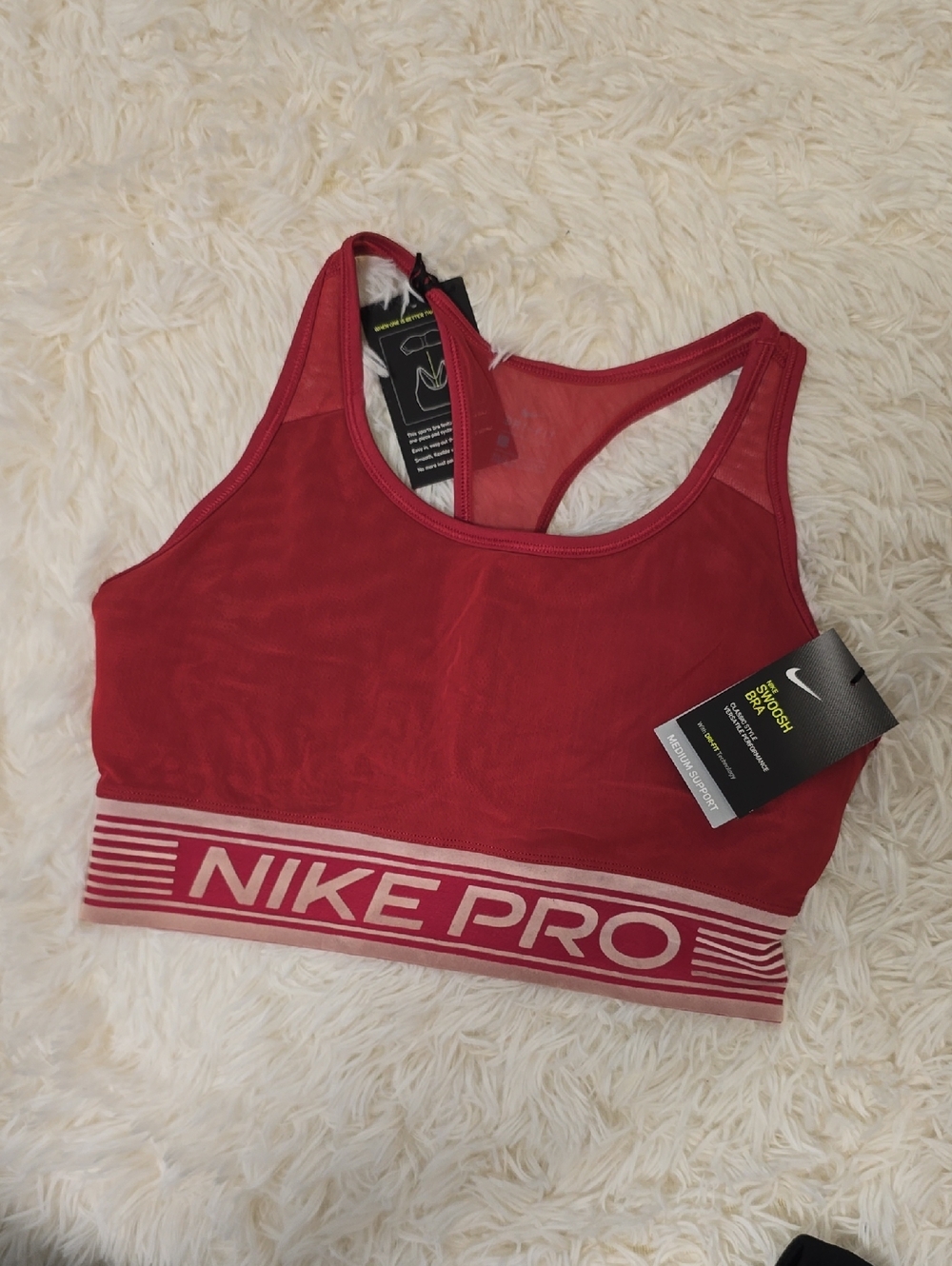 Nike Pro Red Crop Sports Bra with Branded Elastic Band
